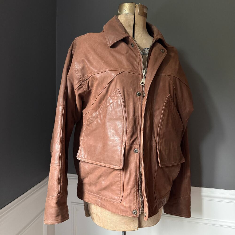 Vintage Towne London Fog Leather Jacket Brown Oversized Women’s L/XL